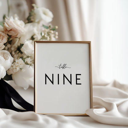 Minimal Table Numbers - Noir